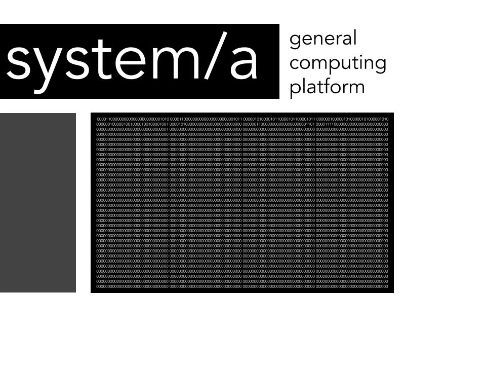 An image showing the system/a logo with the text 'general computing platform' to the right and a core dump of a system/a program below it.